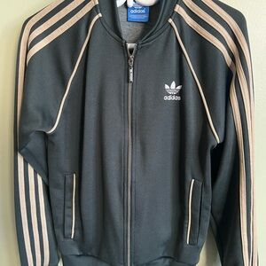 Adidas Dark Forest Green and Tan Track Jacket